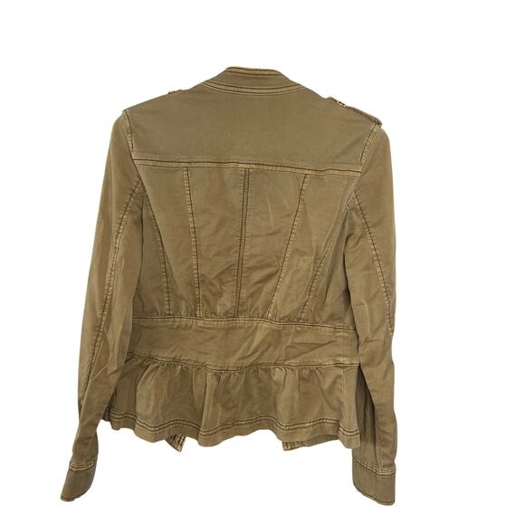 White House Black Market Snap Front Snatch Waist Stretch Military Jacket Size 0 - Picture 2 of 16